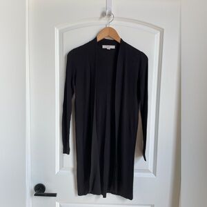 LOFT Black Ribbed Open Cardigan